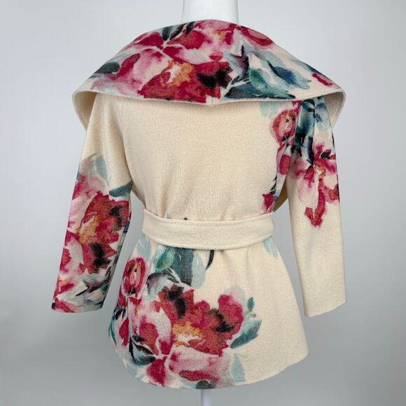 Anthropologie Sleeping on Snow Winter Blossom Boiled Wool Floral Jacket XS Cozy - Picture 3 of 13